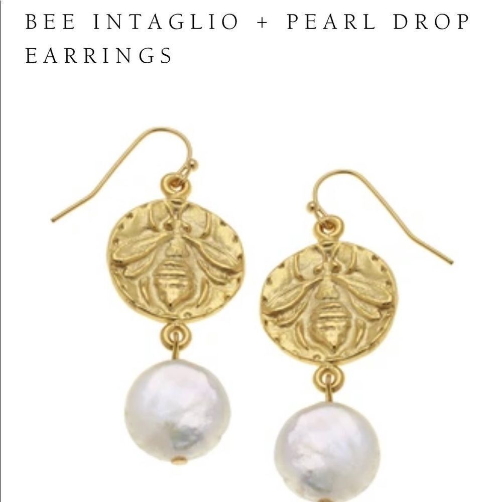 - - Bee and pearl earrings